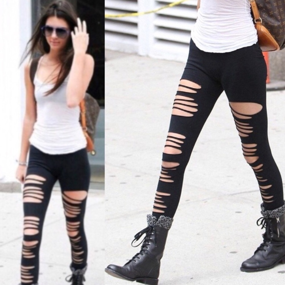 Sale! Black Ripped Leggings - Picture 2 of 2